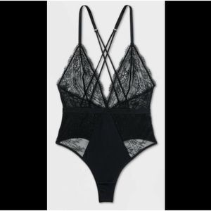Auden Women’s Deep V-Unlined Lace Lingerie Bodysuit